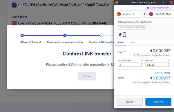 Confirm LINK Transfer